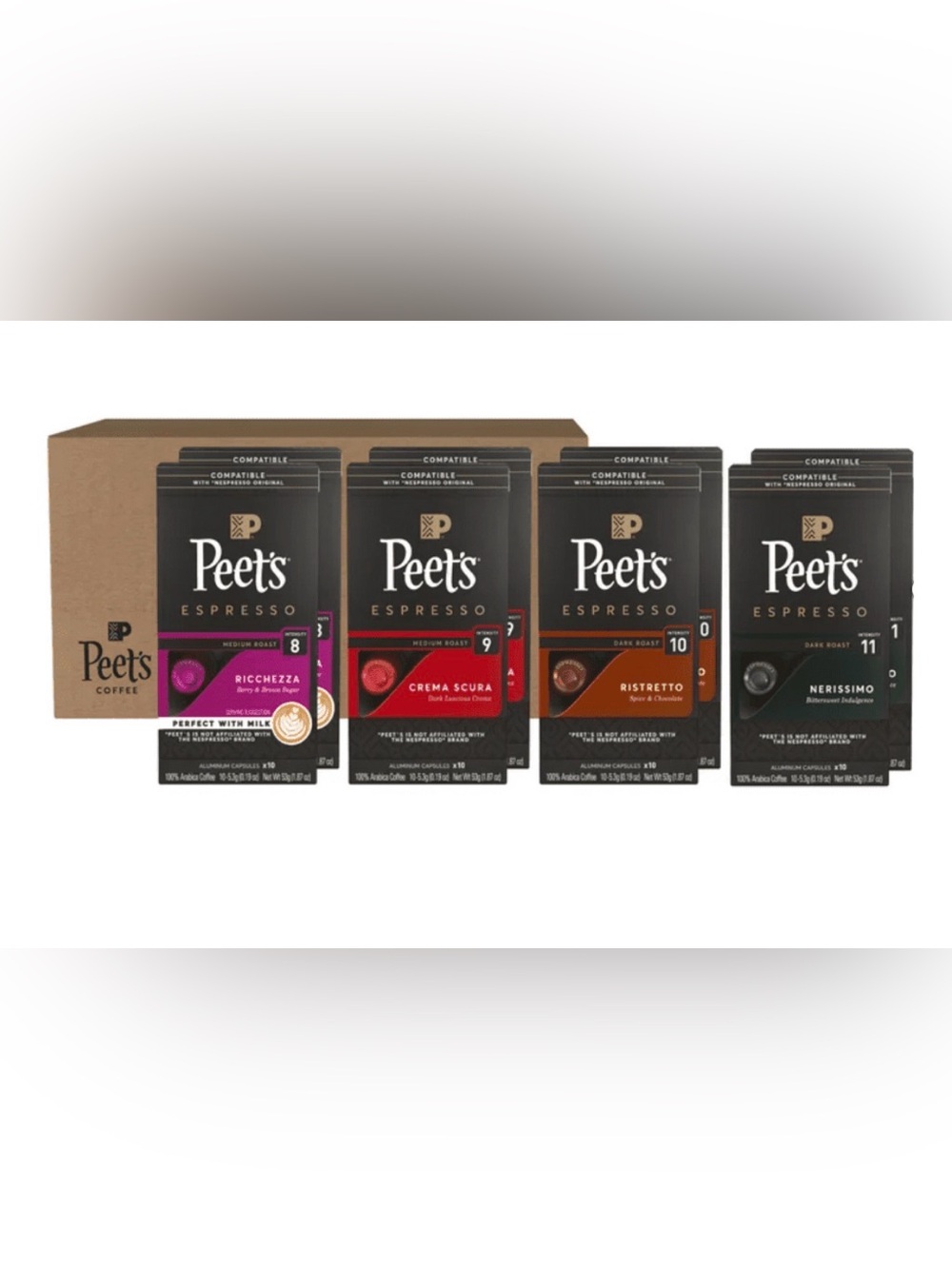 Peet’s Coffee Nespresso Compatible Aluminum Capsules 80 Count